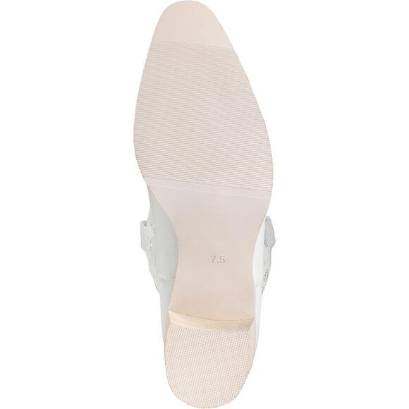 Women's White Pointy Toe Faux Leather Western Cowgirl Mid Calf Boots - Picture 6 of 6